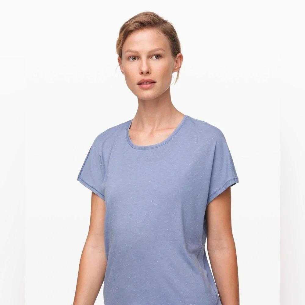Lululemon Get Set Short Sleeve Open Back Key Hole Running Gym Workout Shirt